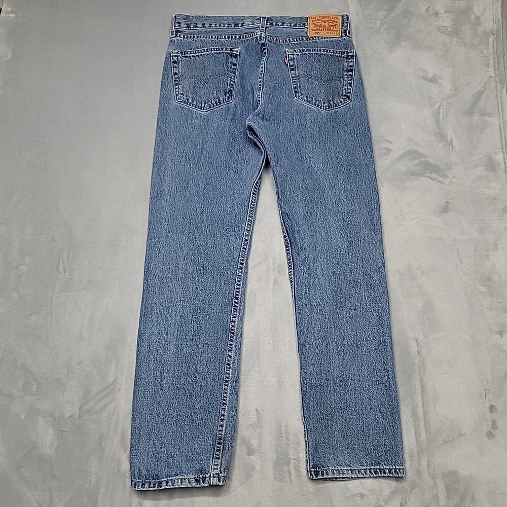 Levi Jeans Mens 33x32  Blue 505 Regular Fit Straight Leg Denim Casual Workwear